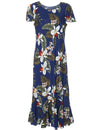 Wainapanapa Orchids Cap Sleeves Maxi Hawaiian Dress