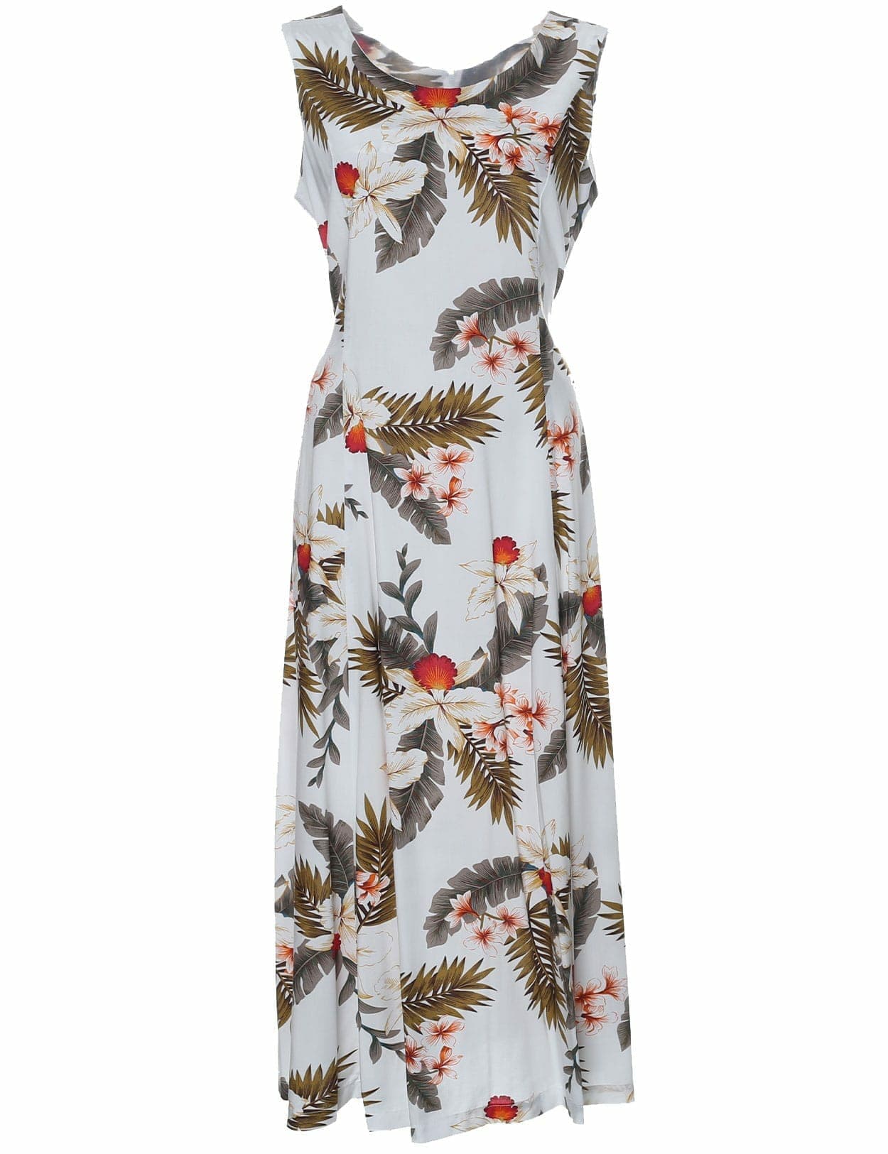 Wainapanapa Orchids Long Hawaiian Dress