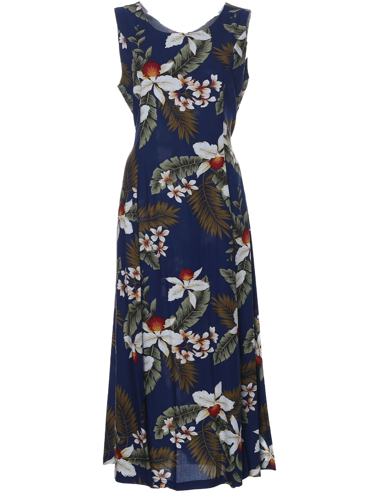 Wainapanapa Orchids Long Hawaiian Dress