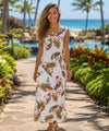 Wainapanapa Orchids Long Hawaiian Dress White