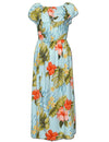 Waipio Off Shoulder Hibiscus Ankle Length Hawaiian Dress