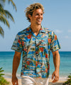 Classic Warplanes Cotton Rayon Aloha Shirt Blue