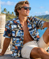 Classic Warplanes Cotton Rayon Aloha Shirt Navy