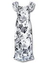 White Palekaiko Long Hawaiian Muumuu Dress