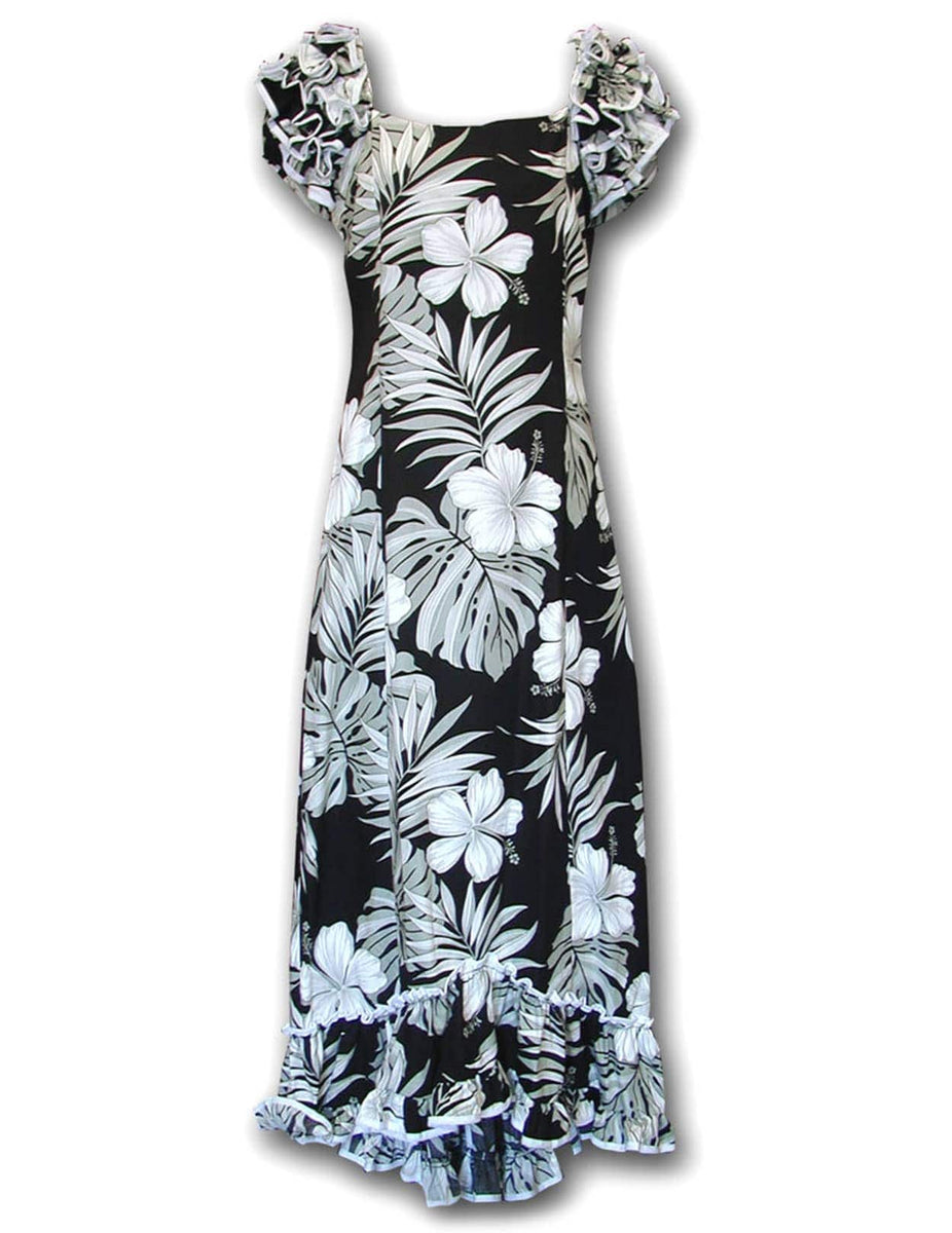 white muumuu dress White Palekaiko Hawaiian Muumuu Dress