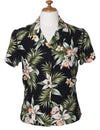 Women Classic Orchids Rayon Hawaiian Blouse