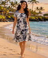 Monstera Cap Sleeves Hawaiian Dress