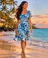 Monstera Cap Sleeves Hawaiian Dress