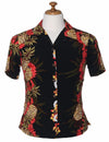 Women Pineapple Panel Black Camp Hawaiian Shirt