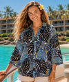 Monstera 3/4 Sleeves Women's Blouse Gray