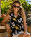 Magnum PI Calla Lily Women Camp Blouse Black Women Shirts