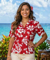 Island Hibiscus Women Camp Hawaiian Shirt Red