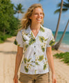 Orchids Makani Camp Women's Aloha Shirt White