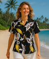 Magnum PI Calla Lily Women Camp Blouse Black