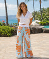 Cotton Plumeria Pants with Side Pockets Orange