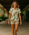 Pineapples Women's Fitted Hawaiian Shirt Cream
