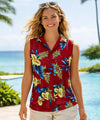 Maroon Women's Orchids Sleeveless Shirt Maroon Wedding Shirt