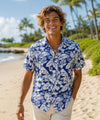 Wrinkle-Free Resort Casual Style Aloha Shirt Blue