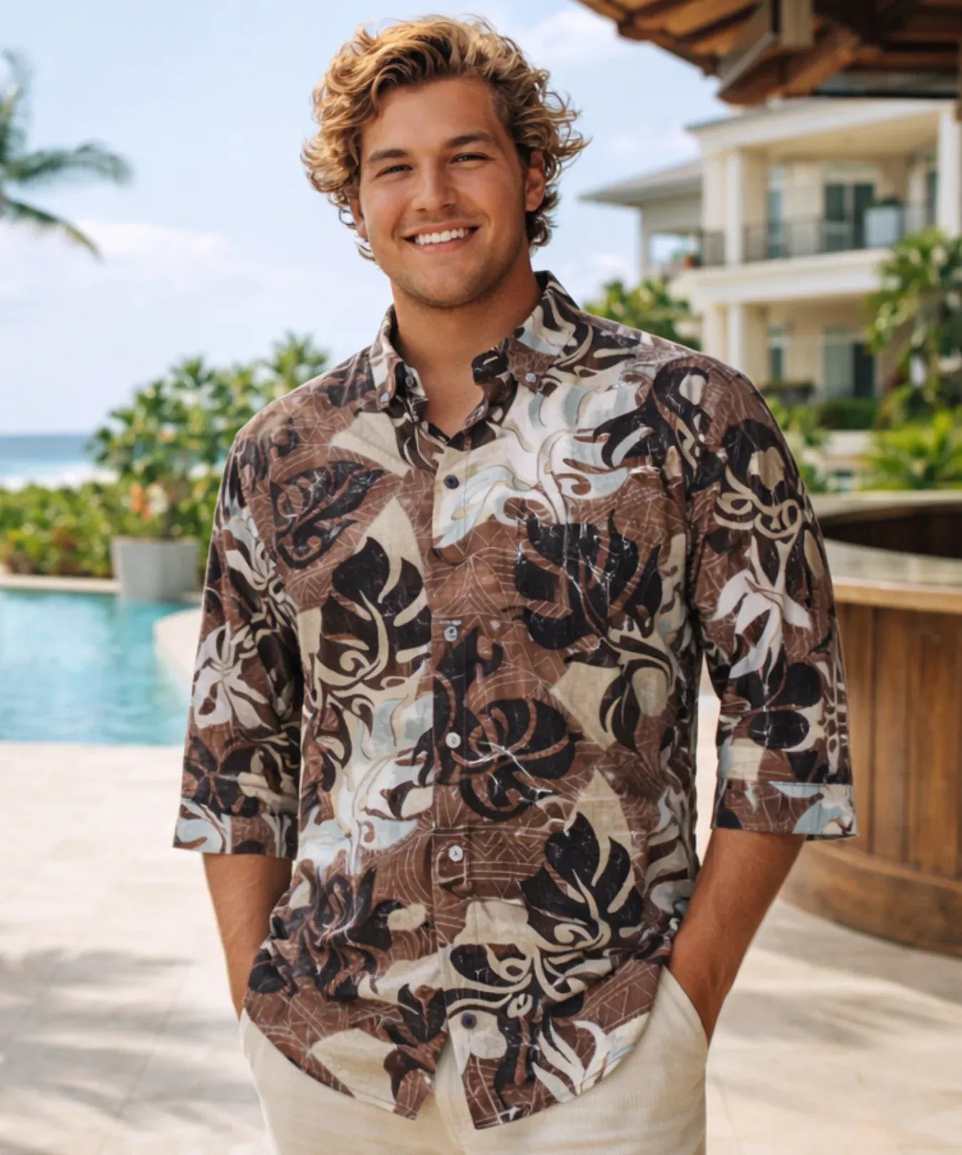 fitted lace wedding dress Men's Navy Long Sleeve T-Shirts | Crazy Shirts Grateful Dead Hawaiian Flag main image 0