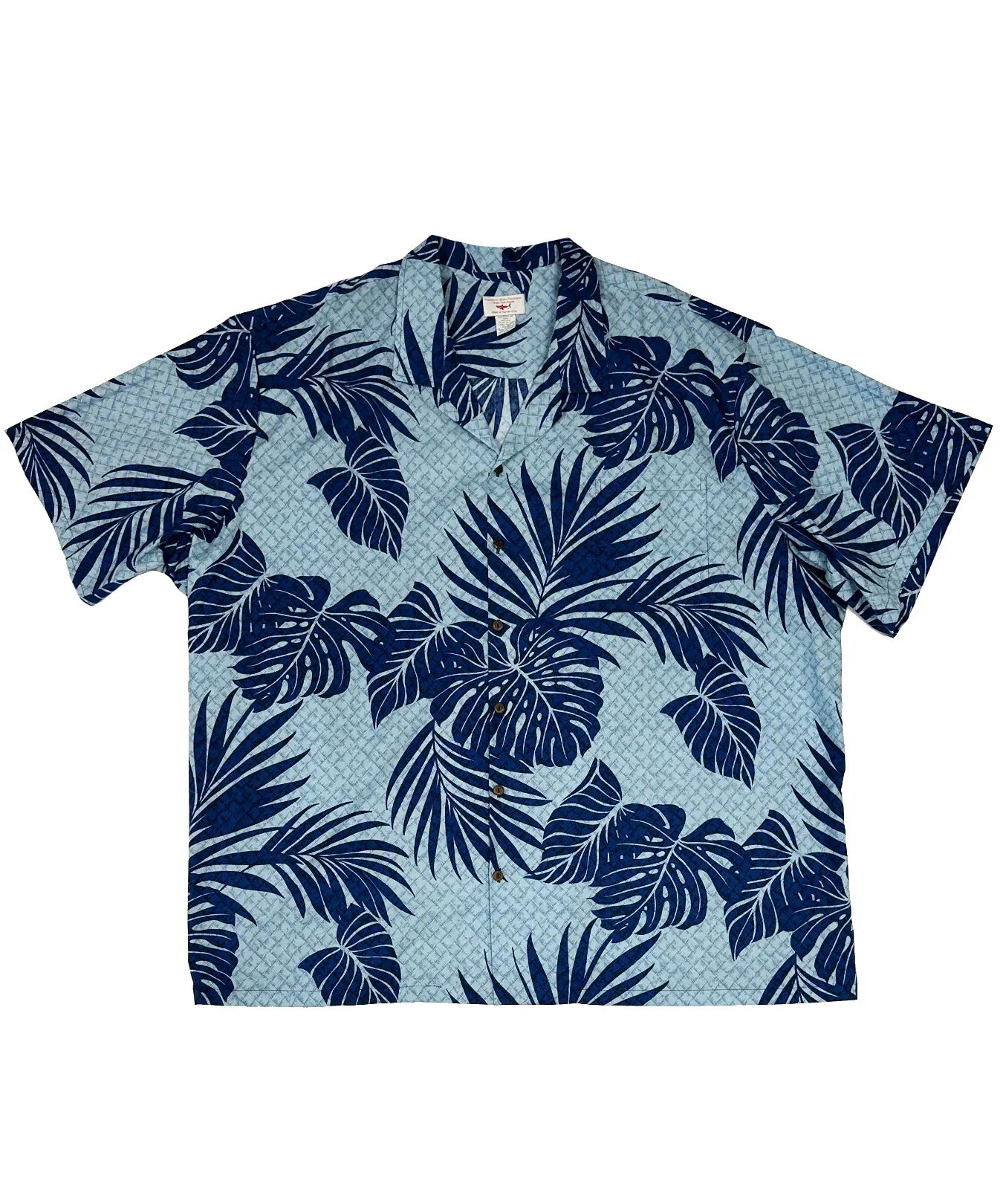 Monstera Palm Short Sleeve Big Plus Blue Aloha Shirt