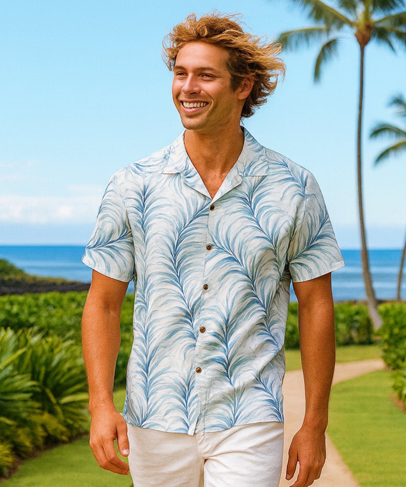 Koko Head Men's Aloha Shirt Blue