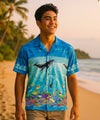 Whales Paradise Men's Hawaiian Shirt Blue