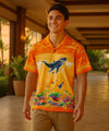 Whales Paradise Men's Hawaiian Shirt Orange