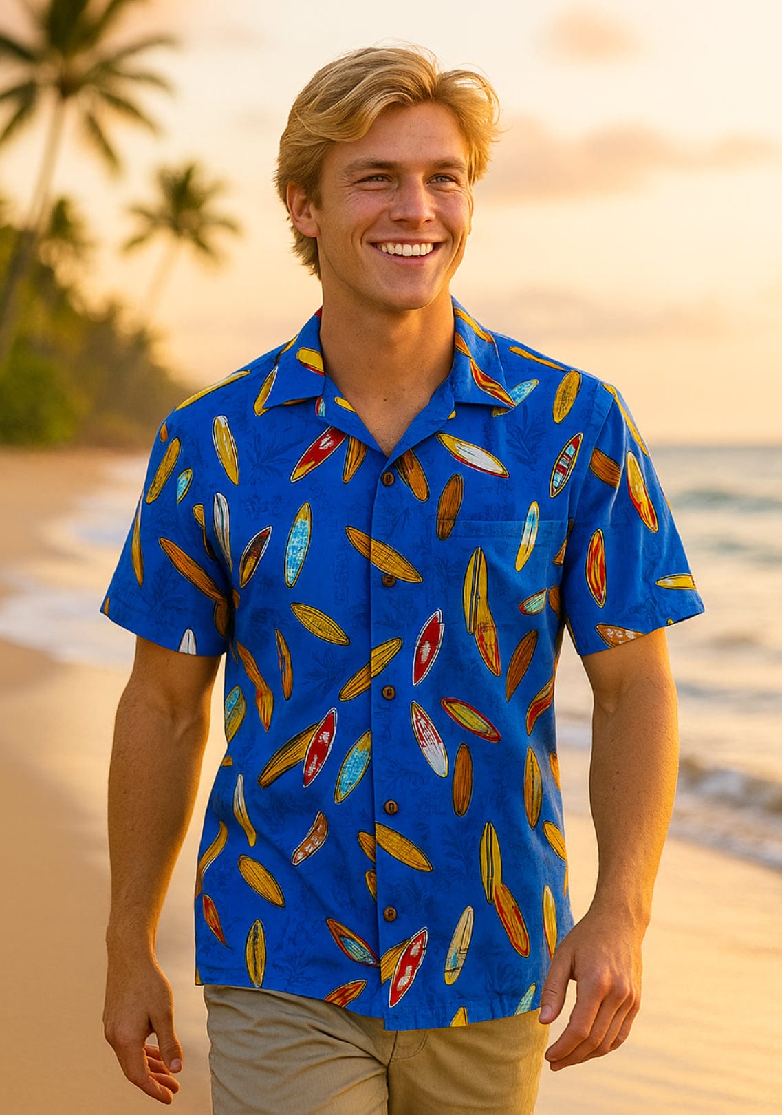 Aloha Surfboards Cotton Hawaiian Shirt Blue