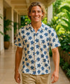 Happy Honu Hawaiian Men's Shirt White