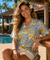 Anthurium Garden Hawaiian Camp Rayon Blouse Silver