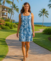 Pineapples A-Line Back Cutout Dress Blue