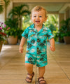 Surfer Boys Aloha Shirt and Short Set Aqua