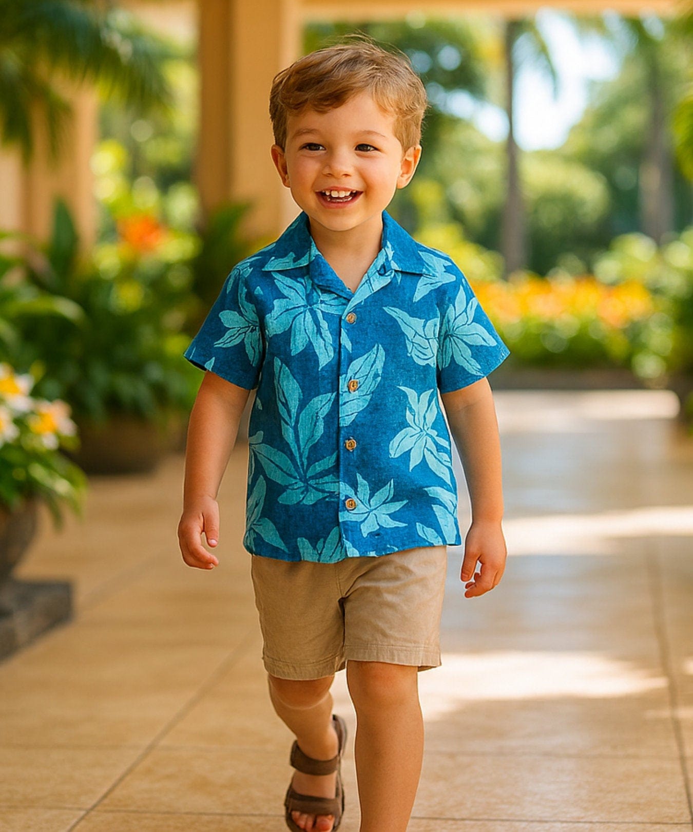 Boy’s 2 Piece Pineapples Cabana Set Blue