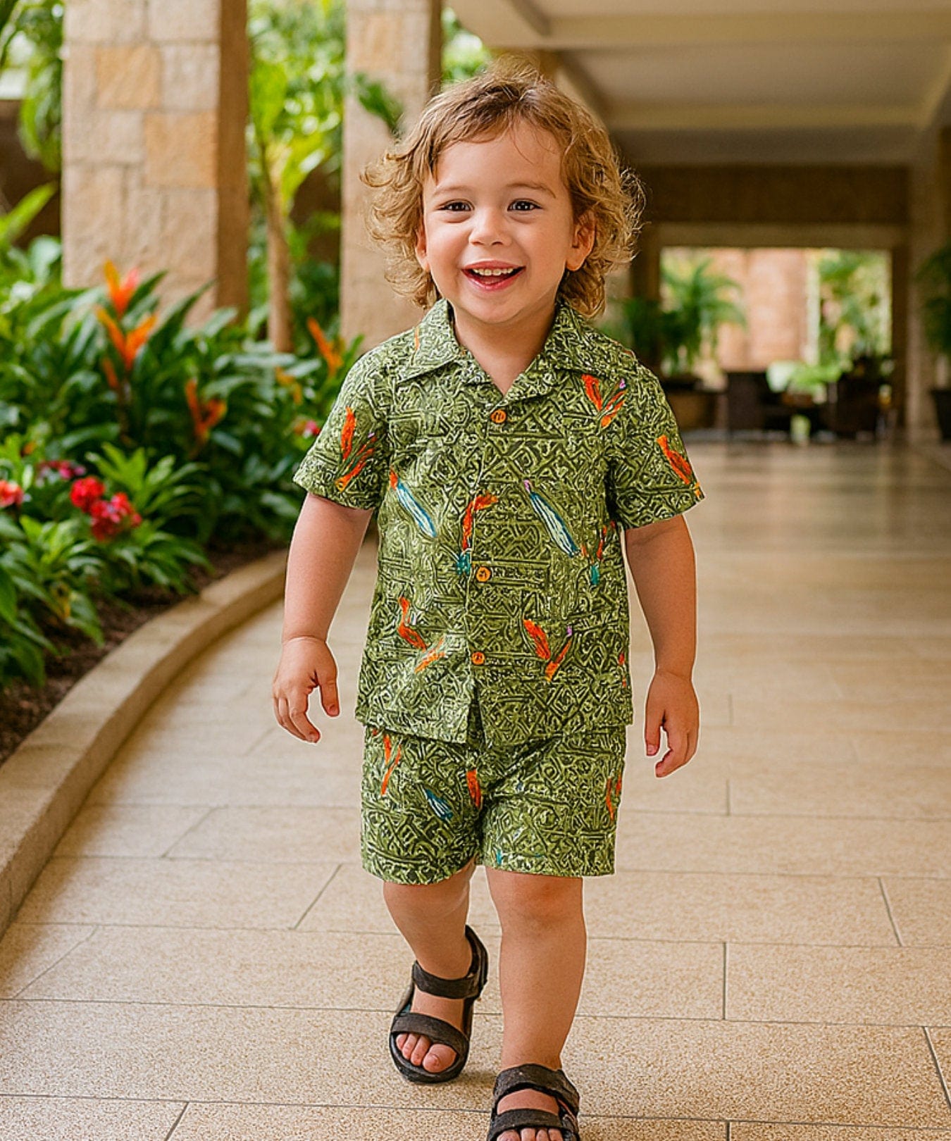 Tapa Toddler Boy's Cabana Surfer Set Sage