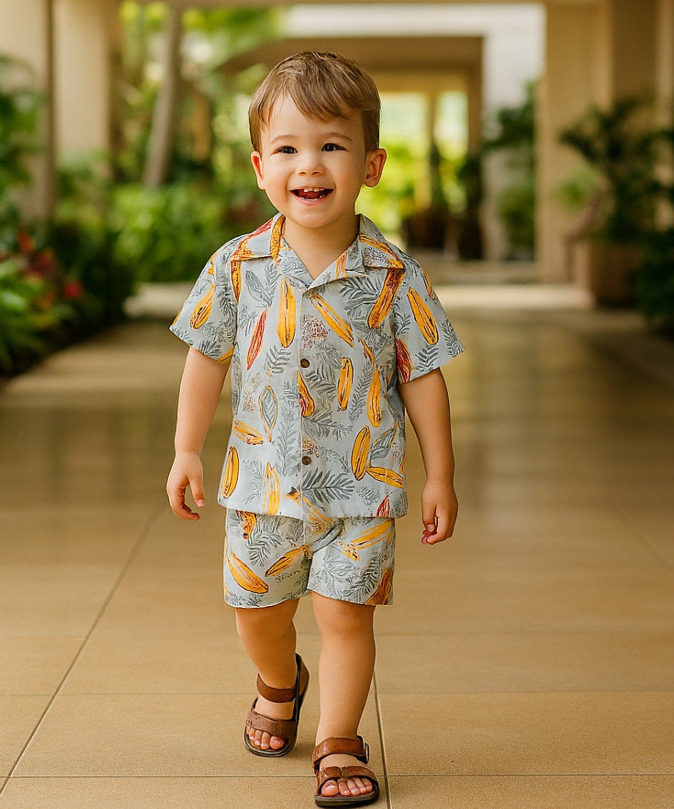 Surf Town Toddler Boy's Cabana Set Gray