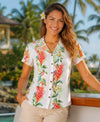Birds of Paradise Women Aloha Shirt White