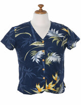 Bamboo Paradise V-Neck Women Hawaiian Blouse