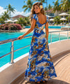 Back of Blue Hawaii Long Maxi Rayon Hawaiian Dress
