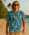 Mauna kea Christmas Aloha Santa Shirt Sky Blue
