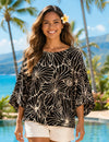 Rayon Caftan Poncho Tunic Cover-up Batwing Design Black Women Shirts