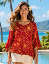 Rayon Caftan Poncho Tunic Cover-up Batwing Design Burgundy Women Shirts