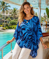 Caftan Poncho Tunic Rayon Tiare Blouse Blue