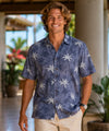 Palms Casual Button-Down Men's Aloha Shirt Navy Button-Up Dress Shirt