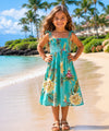 Ceres Smock Tube Top Girls Hawaiian Dress Green
