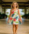 Hibiscus Girls Rayon V-Neck Tank Dress White