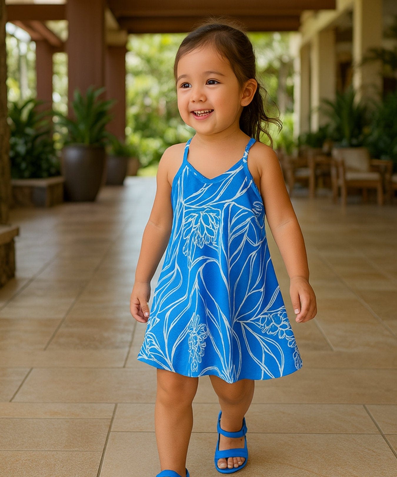 Soft Rayon Girls Hawaiian Dress Peri
