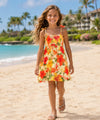 V-Neck Pull Over Girls Dress with Scarf Hem Cream