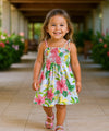 Girls Smock Rayon Hawaiian Dress Light Blue