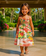 Pali Girls Smock Top Rayon Dress Coral