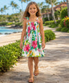 Girls Smock Rayon Hawaiian Dress Light Blue